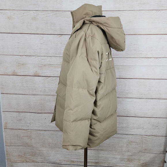 Echt Essentia Tan Puffer Full Zip Hooded Down Jacket Small - Picture 7 of 13